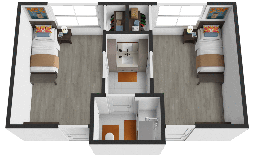 VIVERE Life College Station | Memory Care Shared Bathroom Floor Plan