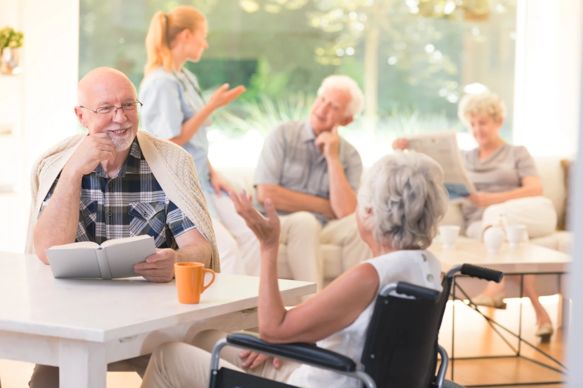 Seniors enjoying company and care